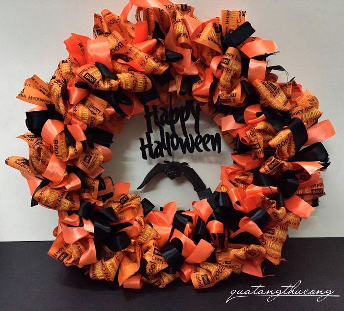 Vòng treo Halloween ruy băng con dơi mẫu 2